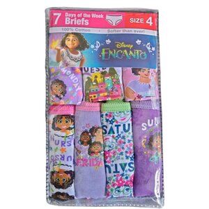 Disney Encanto Size 4 Girls Underwear Set 7 Days Of The Week Briefs 100% Cotton